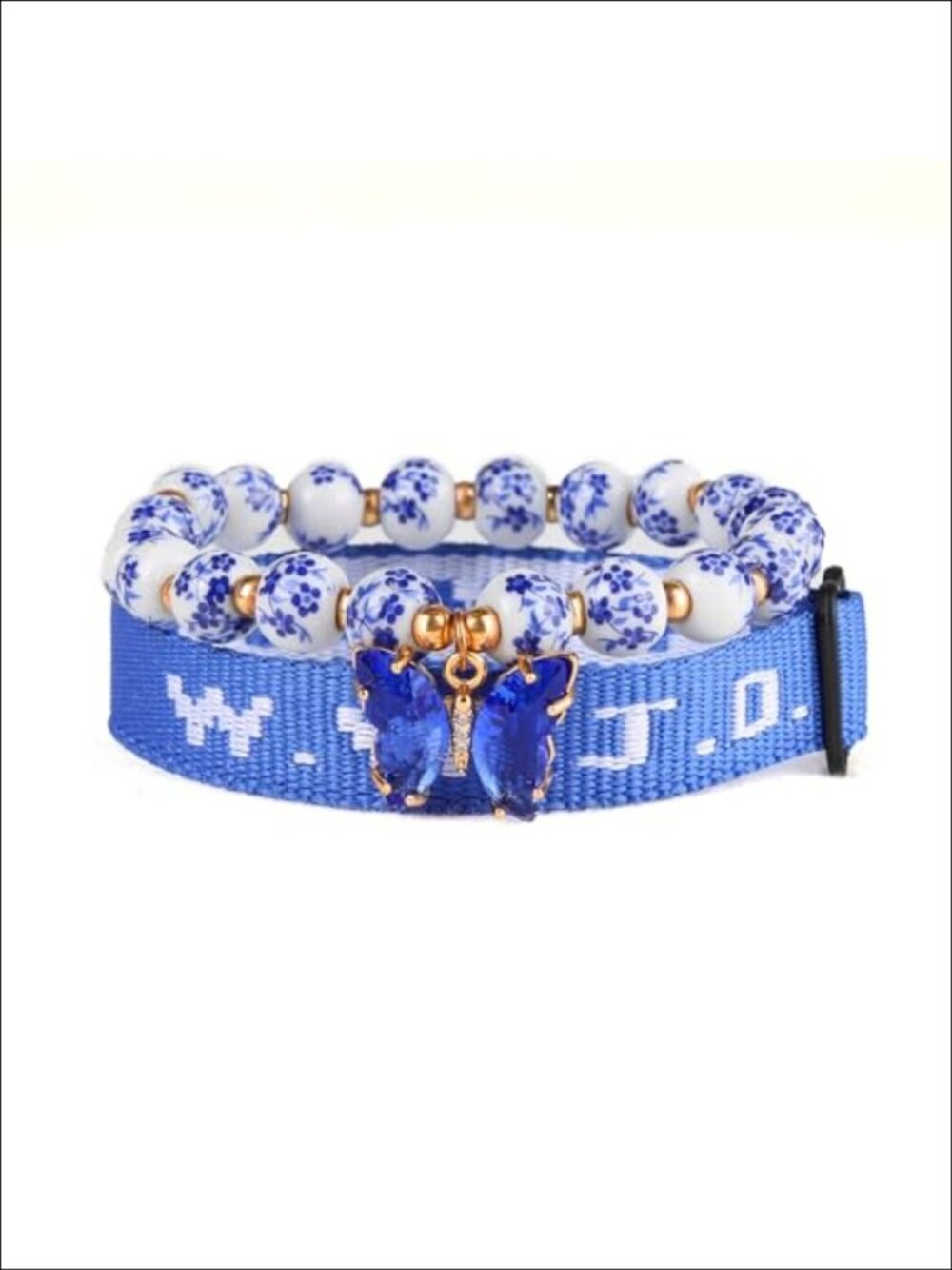 WWJD Ceramic Beaded Stretch Bracelet Adjustable Christian Faith Gift